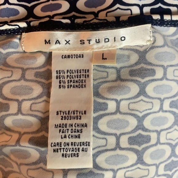 Max Studio Blue/White Geometric Print Sleeveless Midi Length Dress Size L - Picture 8 of 11
